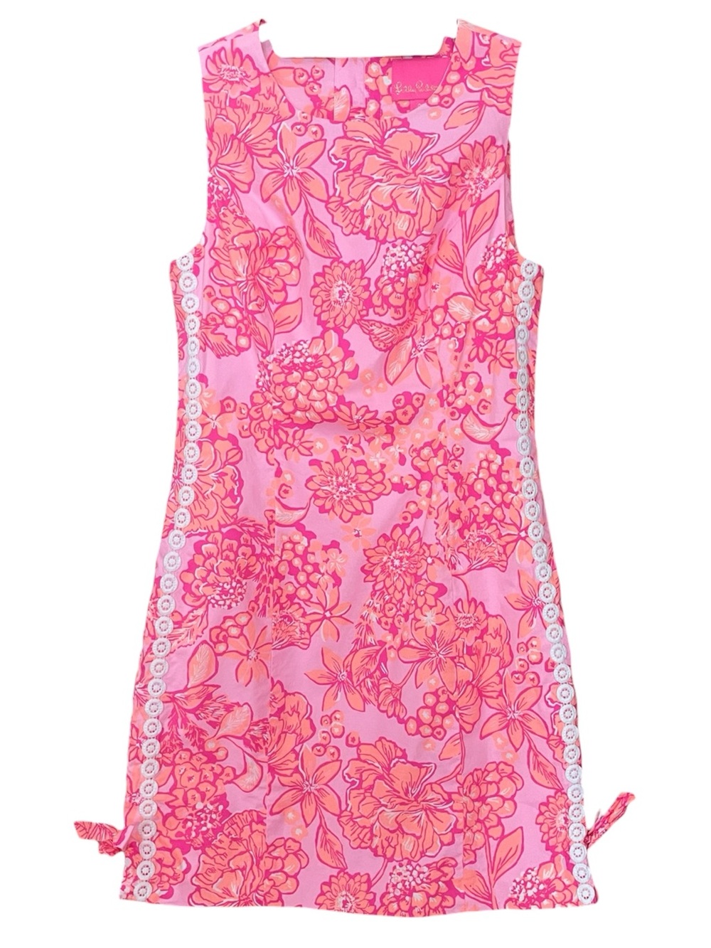 Lilly Pulitzer Pink Floral Embroidered Shift Dress Size 0
